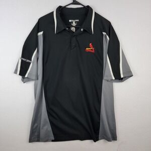 St Louis Cardinals Holloway Polo Shirt Mens XL Black Short Sleeve Dry Excel Snap